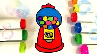 КАК РИСОВАТЬ АВТОМАТ С ЖВАЧКАМИ Bubble Gum Coloring Book Drawing Gumball Machine Art Colors for Kids