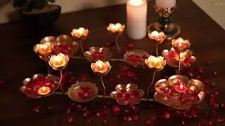 Metal Tealight Candle Holder With Urli Bowls Tray - StatueStudio
