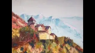 Malen mit Acryl: Burg Vaduz (Teil 1/2) // Castle Varduz (part 1/2)