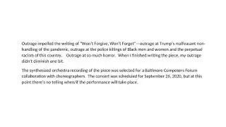 Won't Forgive, Won't Forget
