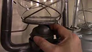 Removing the burner from a vintage Canadian GSW Beacon kerosene lantern.