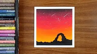 Sunset drawing with Oil pastel | Oil pastel drawing | Nature drawing