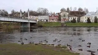 Пешеходный мост через реку Тверца в Торжке