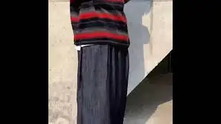 사이드 핀턱 스트링 벌룬 와이드 린넨 데님