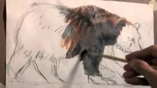 How to paint Fur, Grizzly Bear demonstration tutorial