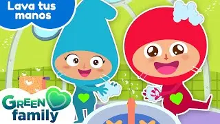 💦 LAVA TUS MANOS🖐 | Canciones infantiles y dibujos educativos en ESPAÑOL | Green Family