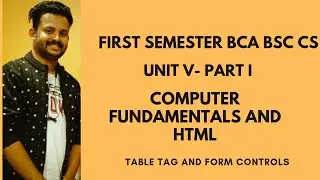 COMPUTER FUNDAMENTALS AND HTML UNIT V PART I FIRST SEMESTER BCA BSC CS 