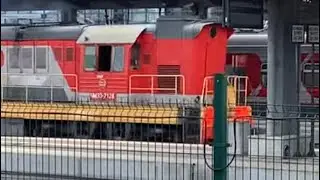 ЧМЭ3 7128 на вокзале Адлер