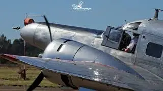 Captain Flippie Vermeulen and son Mr Ben Vermeulen in this Beechcraft 18 at the SAAF Museum Airshow.