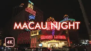 🇲🇴 Macau Night Walking around Grand Lisboa Hotel 2024 | Binaural Sound | 4K ASMR