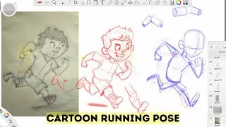 How to draw a Cartoon running pose Correctly | Character Design tutorial | Posing tutorial.
