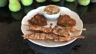 Chicken Satay, tapas and small bites.  Featuring coleslaw, vegetarian patties, and more!