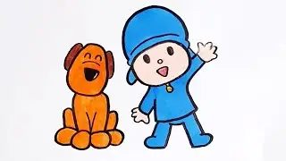 Как нарисовать Покойо и собачку Лула | мультик раскраска | How to draw Pocoyo and Loula