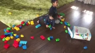 Vihaan and Arjun playing with Blocks!
