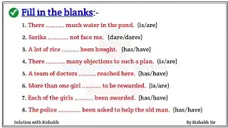 Fill in the blanks with correct form of verbs | Choose the correct form of verb | Fill in the blanks