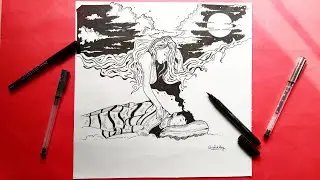 Marker and pen sketch | speedart