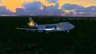 FSX CLS 747-200F landing at dusk in Punta Cana Intl (MDPC)