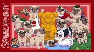 Twelve Pugs of Christmas  | Speedpaint