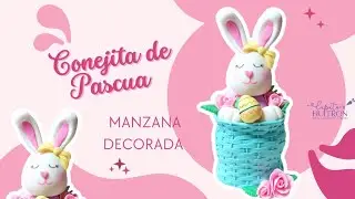 Manzana decorada conejita pascua