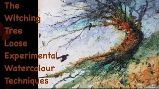 The Witching Tree, experimental watercolour techniques with texture! @lindabrownartist