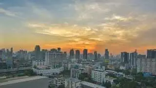 Bangkok sunset in the city Timelapse silhouettes.
