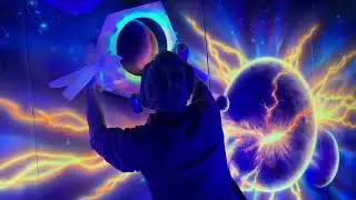 Black Light Super planet design - Mural painting - by Antonipaints