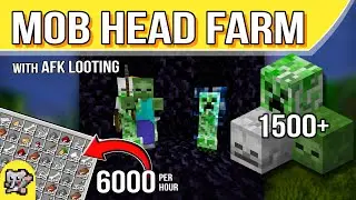 Mob HEAD Farm with AFK Looting | Bedrock