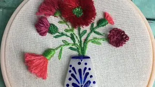 como bordar un florero, bordado moderno, bordado fusion, bordado 3d, bordado y resina