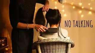No talking ASMR Long hair brushing and braiding