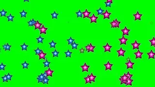 Bright Pink ans Blue colors Stars raining on Green Screen Video