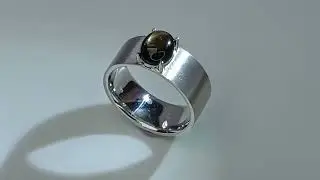 MAHA OVAL BLACK STAR SAPPHIRE MENS RING 2024-064 , Black Star Sapphire, Cabochon, Black Gemstone