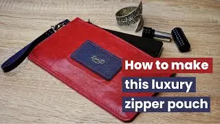 Making a Leather Zipper Pouch with Turned-edges (Rolled-edges) technique (PDF Template)