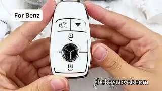 Silver White Car Key Fob Cover for Benz with Diamond Keychain
