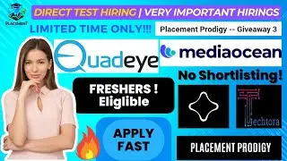 Direct Test | OFF Campus Drive | Samespace, Techtora, Quadeye | 2021, 2022, 2023, 2024 Batch | Jobs