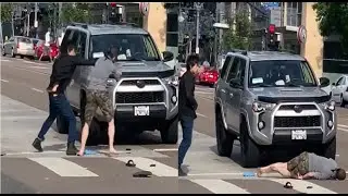 Man knocks out attacker in Downtown San Diego intersection | Video