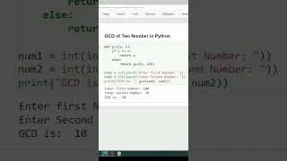 GCD of Two Numbers in Python #GCD #python #coding #datastructure #machinelearning