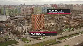 ЖК Бусиновский Парк с высоты птичьего полета. Ход строительства на 25 апреля 2021 года.