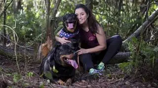A girl and her dogs