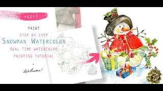 Easiest way to paint watercolor Snowman for beginners/ +gift (a sketch for this illustration).