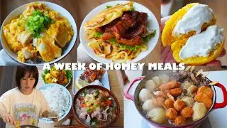 [A week of homey meals] Oden/ Ramen burger/ Dumpling pork miso soup/Tapioca bread with whipped cream