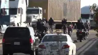 Oakland General Strike: Bikes Arrive @ the Port with OPD Escort