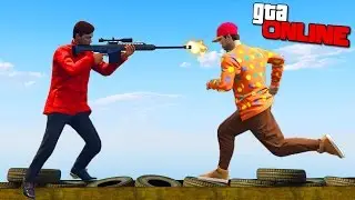 СНАЙПЕР ОХОТИТСЯ НА БЕГУНОВ И КАБАНА! (GTA 5 ONLINE)