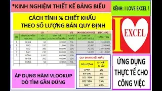 TÍNH % CHIẾT KHẤU THEO SỐ LƯỢNG BÁN - HÀM VLOOKUP DÒ TÌM GẦN ĐÚNG (ILOVEEXCEL!)
