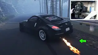 350Z Missile Drifts Throught Forest In Thick Fog - Assetto Corsa - Fanatec Setup