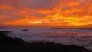 A Christmas sunset from Crooklets beach, Bude.