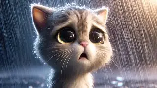 Skinny kitten is hungry in the rain. | catstory