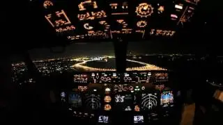 B-737NG: Night landing at Vnukovo Airport (Moscow)