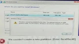 We couldn't create a new partition | Windows cannot be installed to this disk | Urdu | Hindi | error