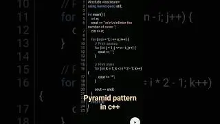 pyramid pattern in c++ #cpp #programming #patternprogram #viral #coding #shorts #cprogramming #dart