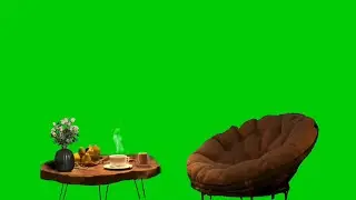 table & chair green screen background